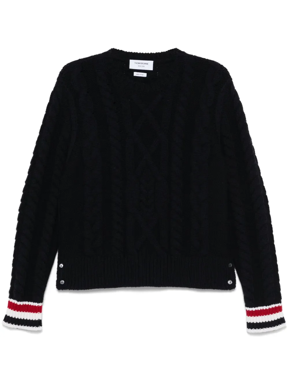 THOM BROWNE - Men Classic Aran Cable Stitch Crew Neck Pullover - Image 5