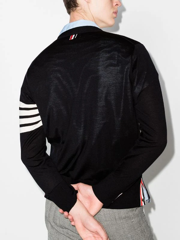 THOM BROWNE - Men Classic V-Neck Cardigan In Sustainable Fine Merino Wool - Image 2