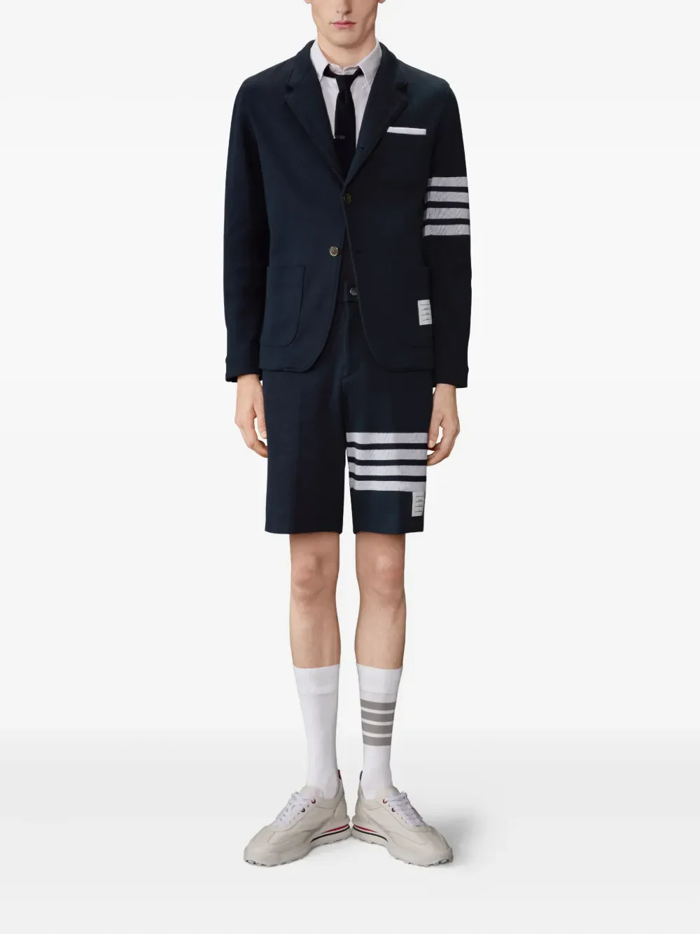 THOM BROWNE - Men Eng 4 Bar Double Face Knit Sack Jacket - Image 3