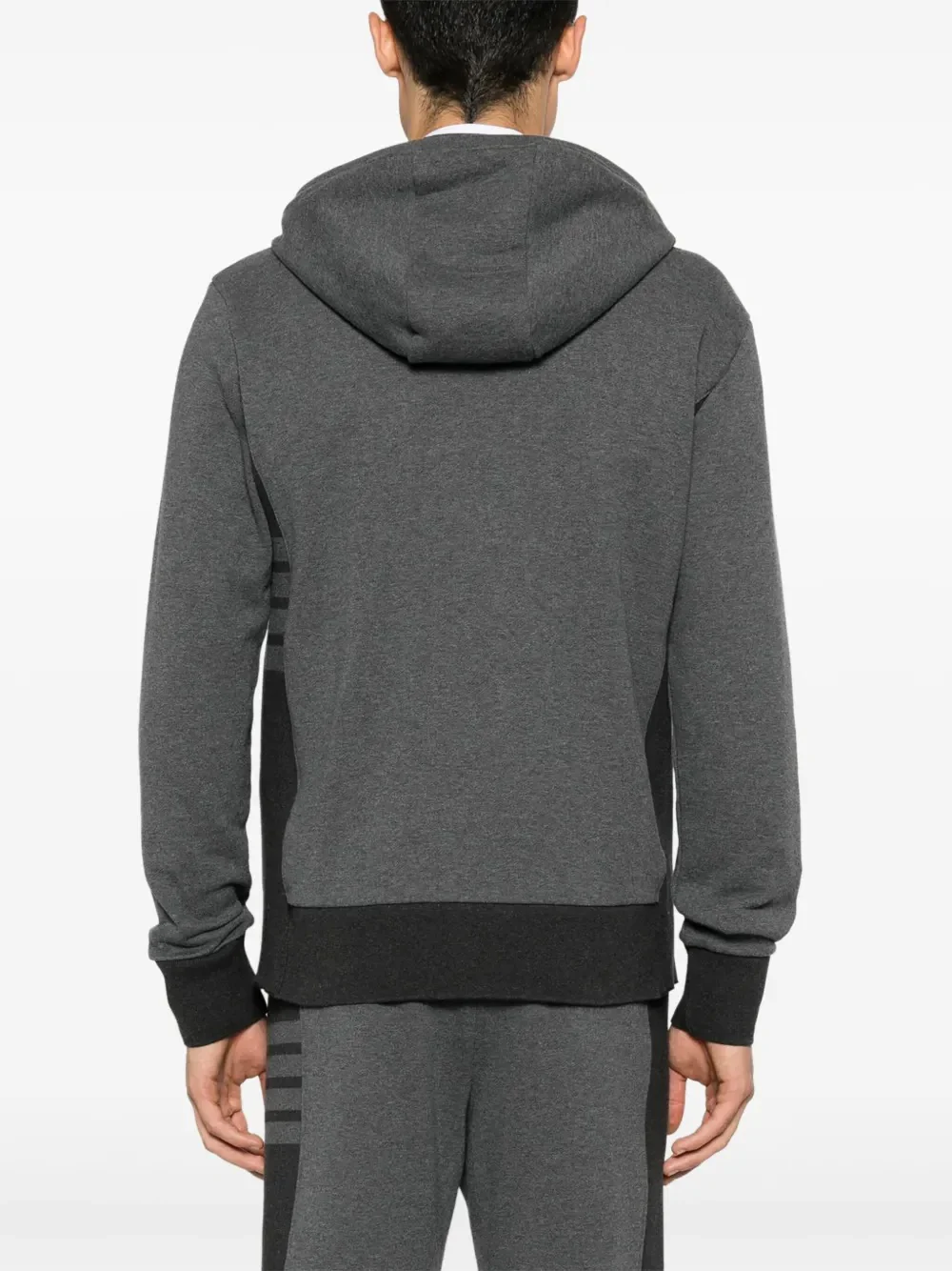 THOM BROWNE - Men Engineered 4 Bar In Color Blocked Solid Classic Loopback Jersey Zip Up Hoodie - Image 2