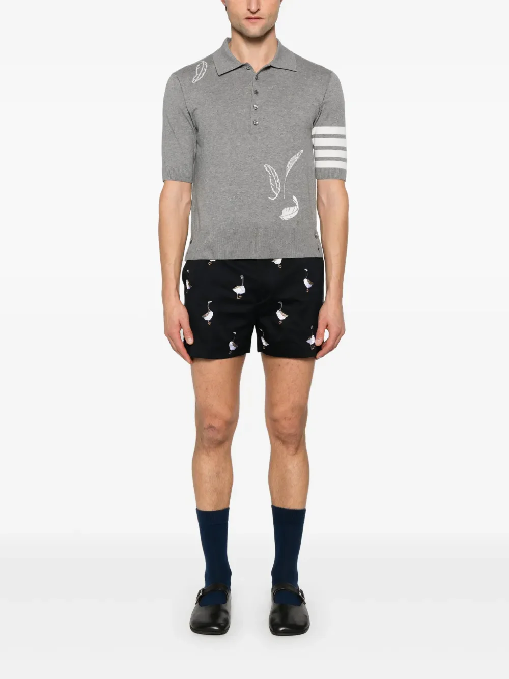 THOM BROWNE - Men Feather Jersey Intasia Ss Polo