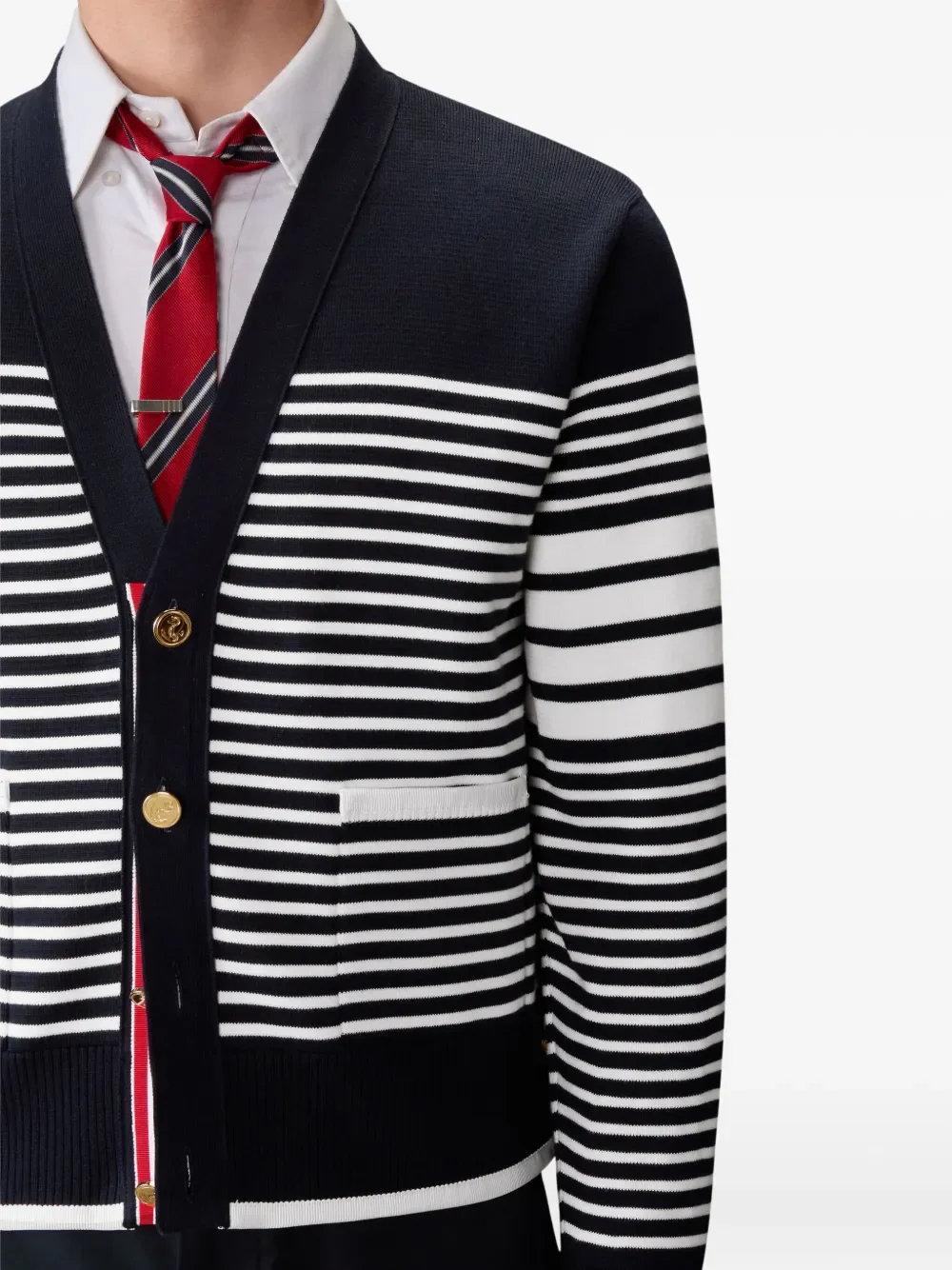 THOM BROWNE - Men Fit V Neck Cardigan - Image 4
