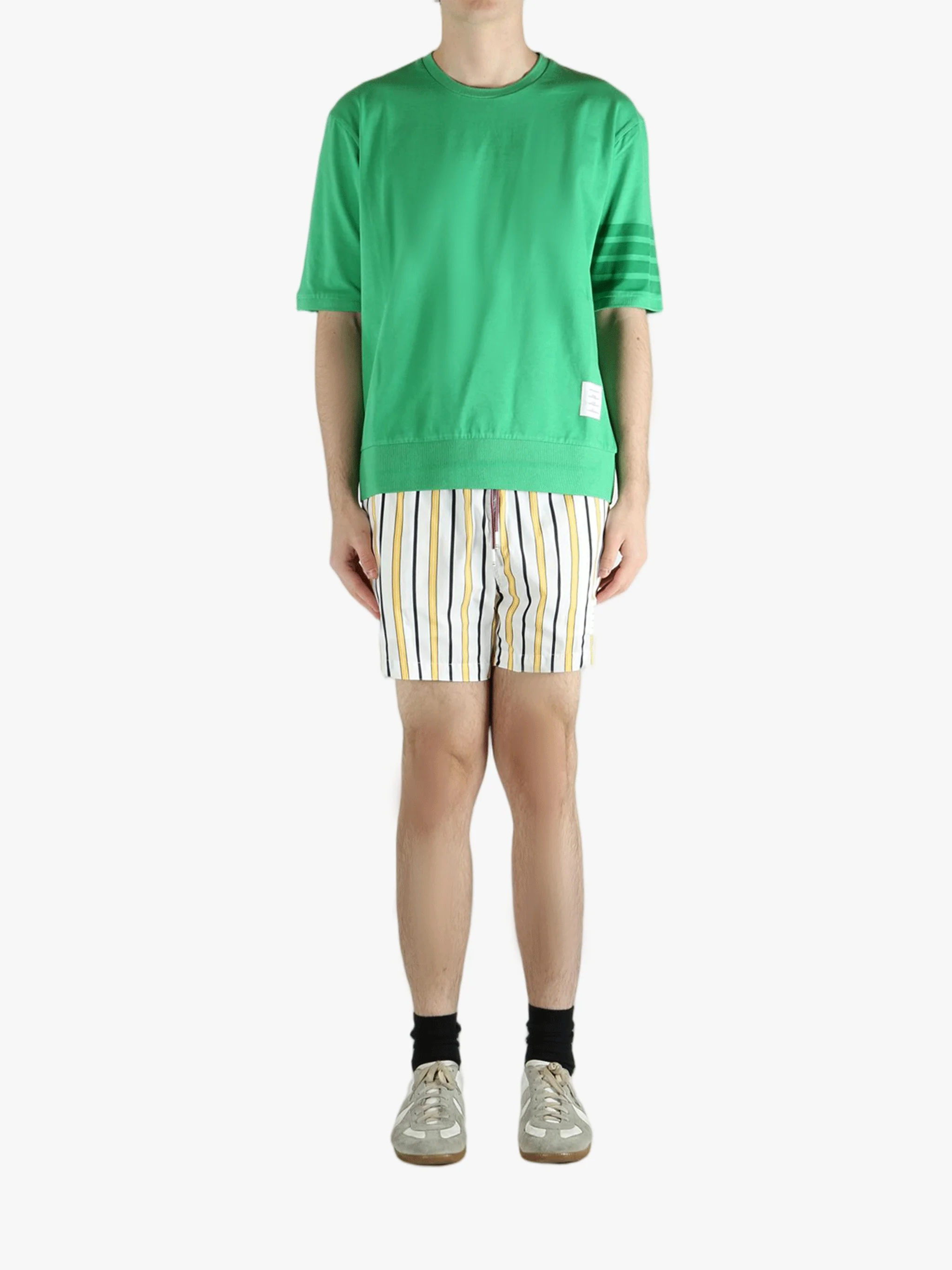 THOM BROWNE - Men Garment Dyed Short Sleeve Rib Cuff Tee - Image 4