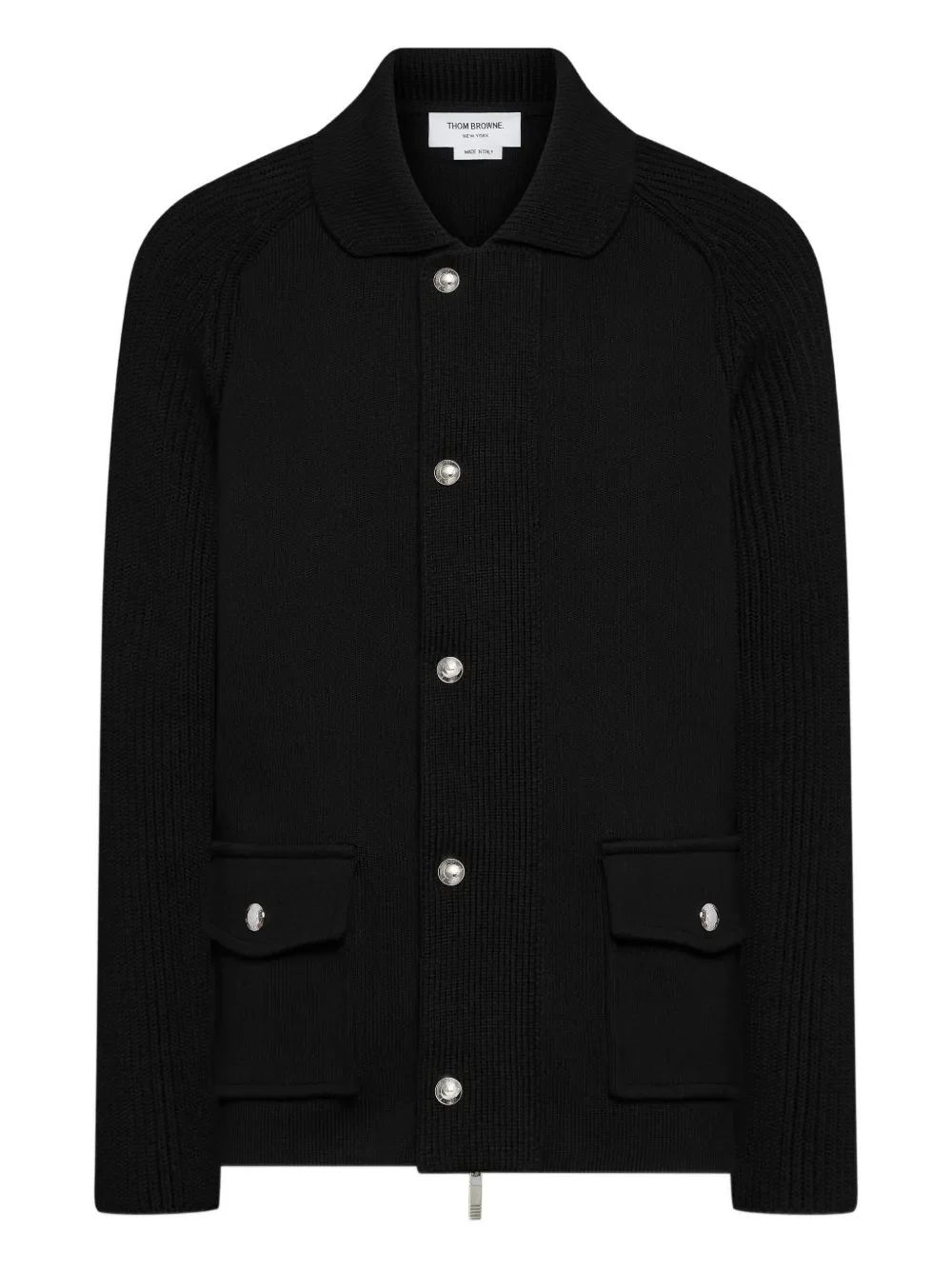 THOM BROWNE - Men Interlock With Cardigan Stitch Polo Collar Zip Up Jacket In Cotton Cashmere - Image 5