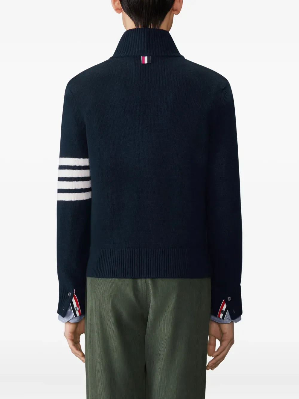 THOM BROWNE - Men Jersey Stitch Funnel Neck Half Zip Pullover - Image 2