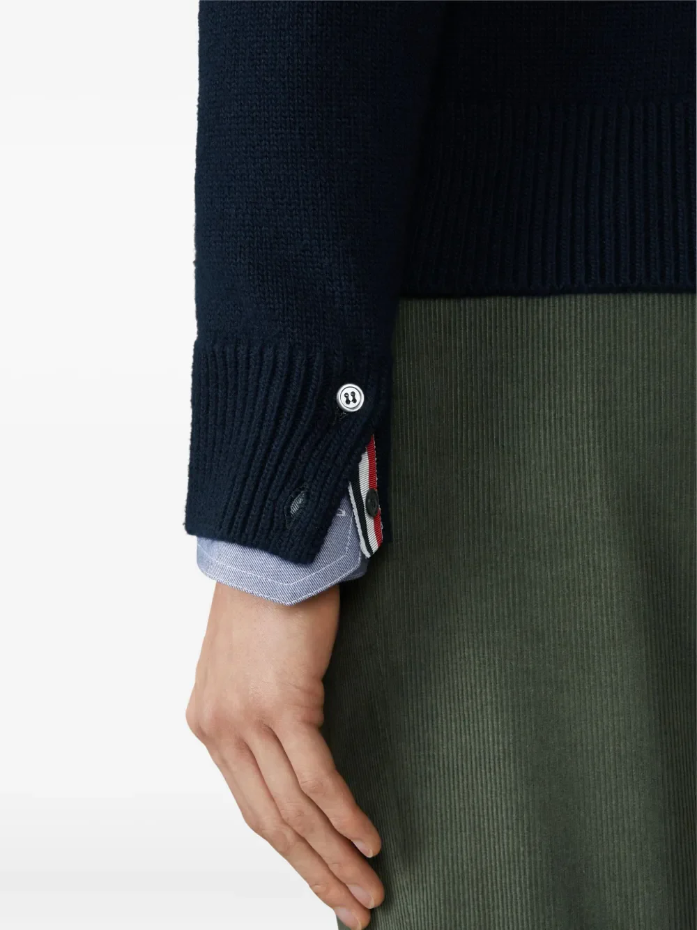 THOM BROWNE - Men Jersey Stitch Funnel Neck Half Zip Pullover - Image 4