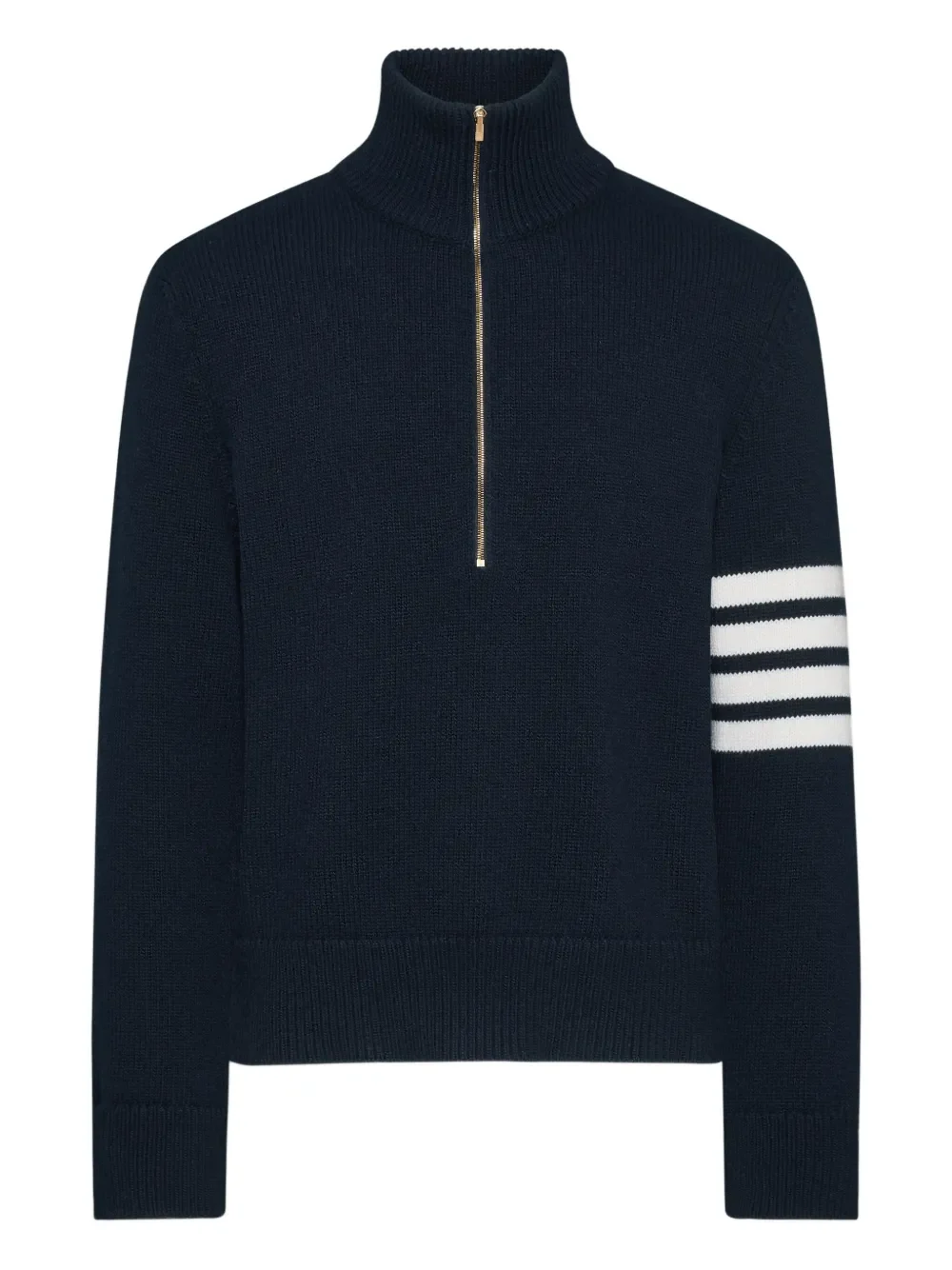 THOM BROWNE - Men Jersey Stitch Funnel Neck Half Zip Pullover - Image 5
