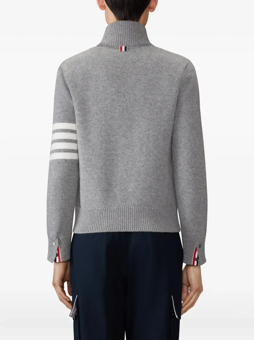 THOM BROWNE - Men Jersey Stitch Funnel Neck Half Zip Pullover - Image 2