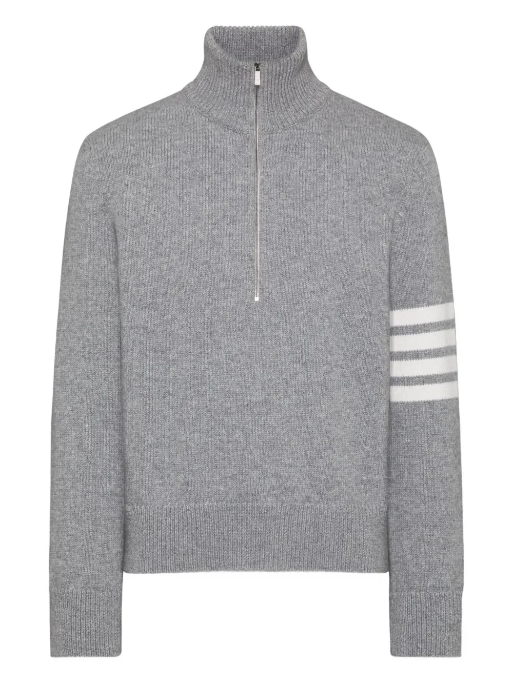 THOM BROWNE - Men Jersey Stitch Funnel Neck Half Zip Pullover - Image 5