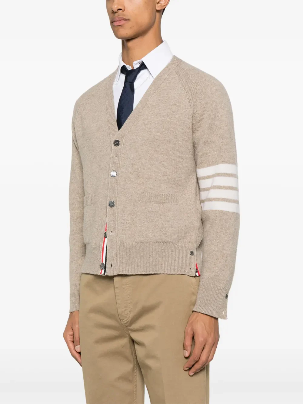 THOM BROWNE - Men Jersey Stitch Raglan Sleeve Relaxed V Neck Cardigan - Image 2