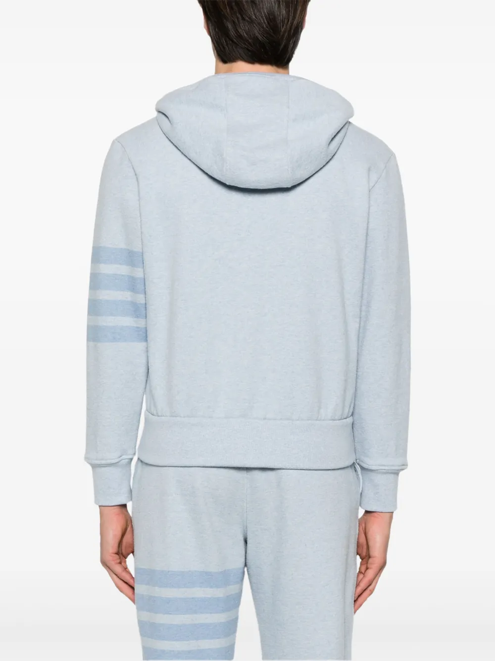 THOM BROWNE - Men Melange Brushed Loopback Zip Up Hoodie - Image 3