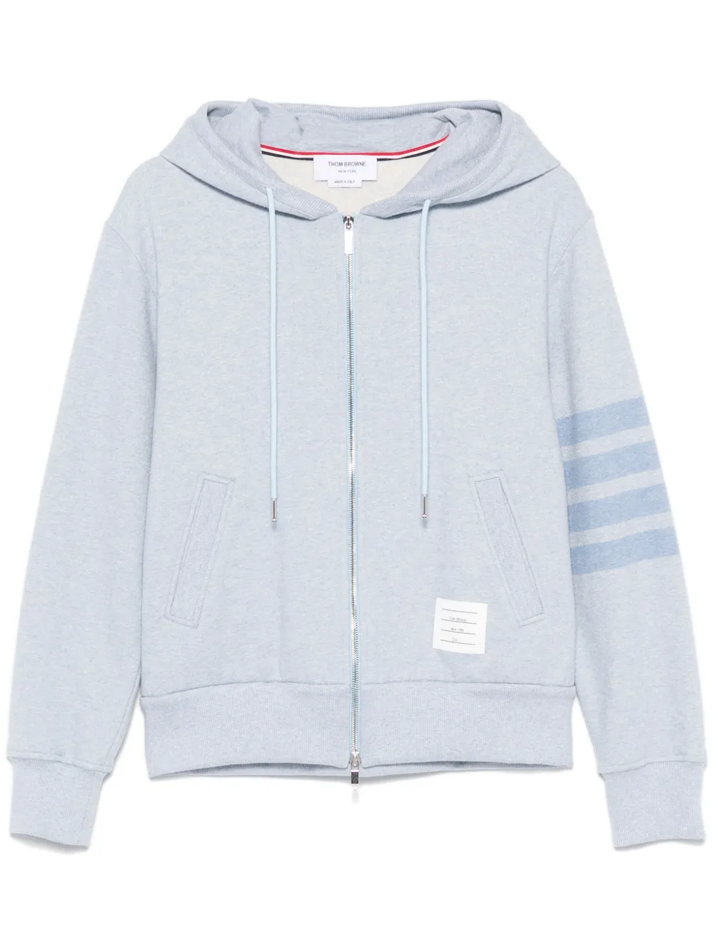 THOM BROWNE - Men Melange Brushed Loopback Zip Up Hoodie - Image 5