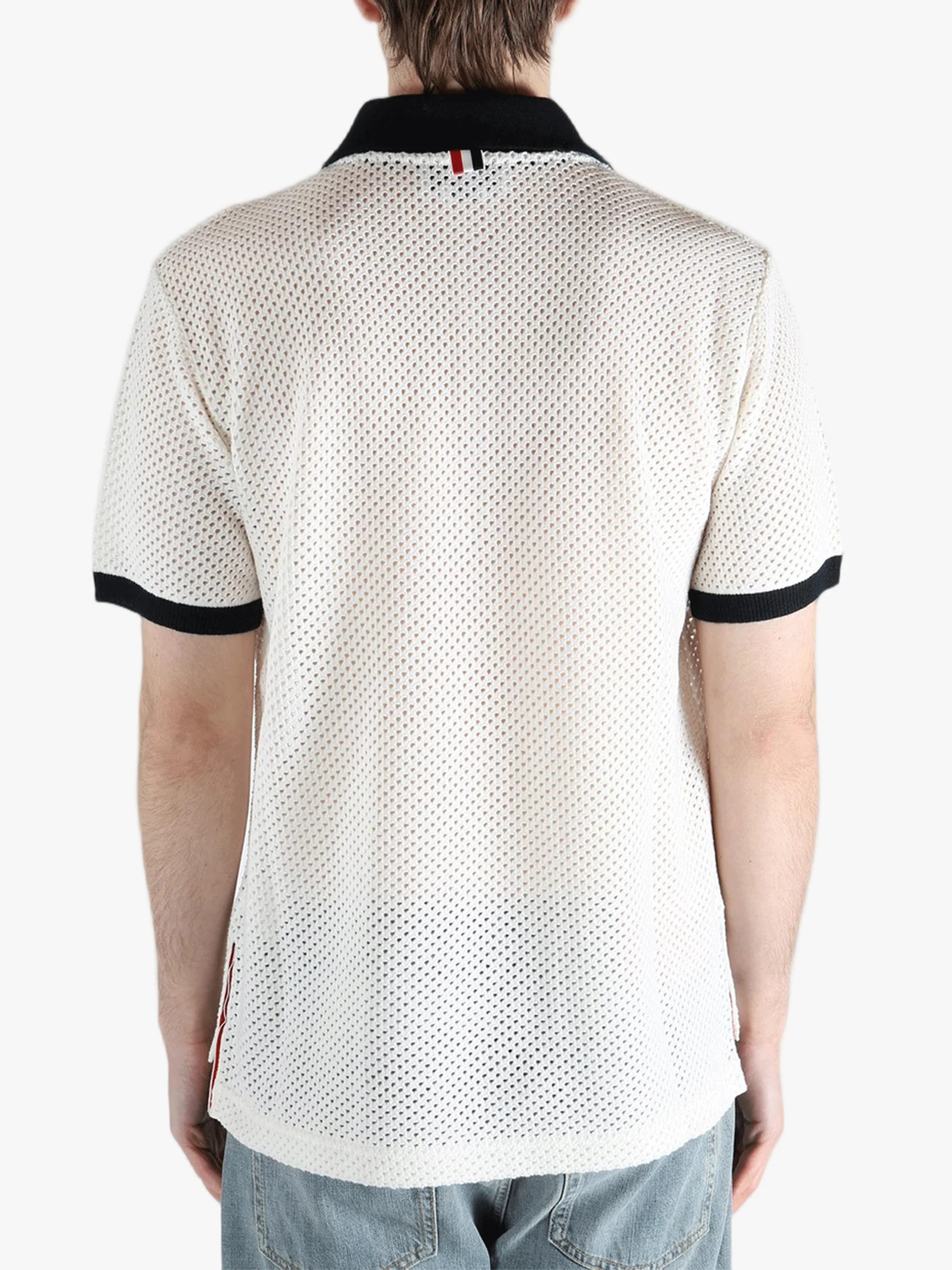 THOM BROWNE - Men Rib Cuff Contrast Trims Short Sleeve Polo Shirt - Image 3
