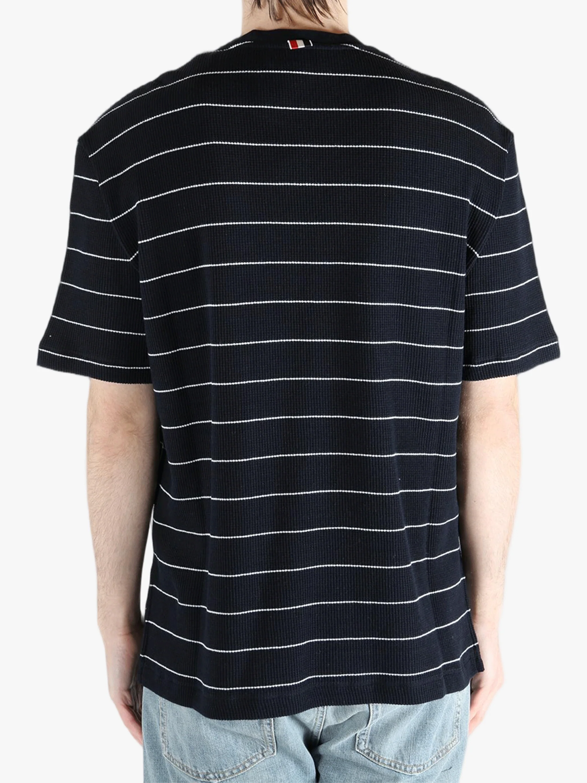 THOM BROWNE - Men Textured Stripe Waffle Short Sleeve Tee - Image 3