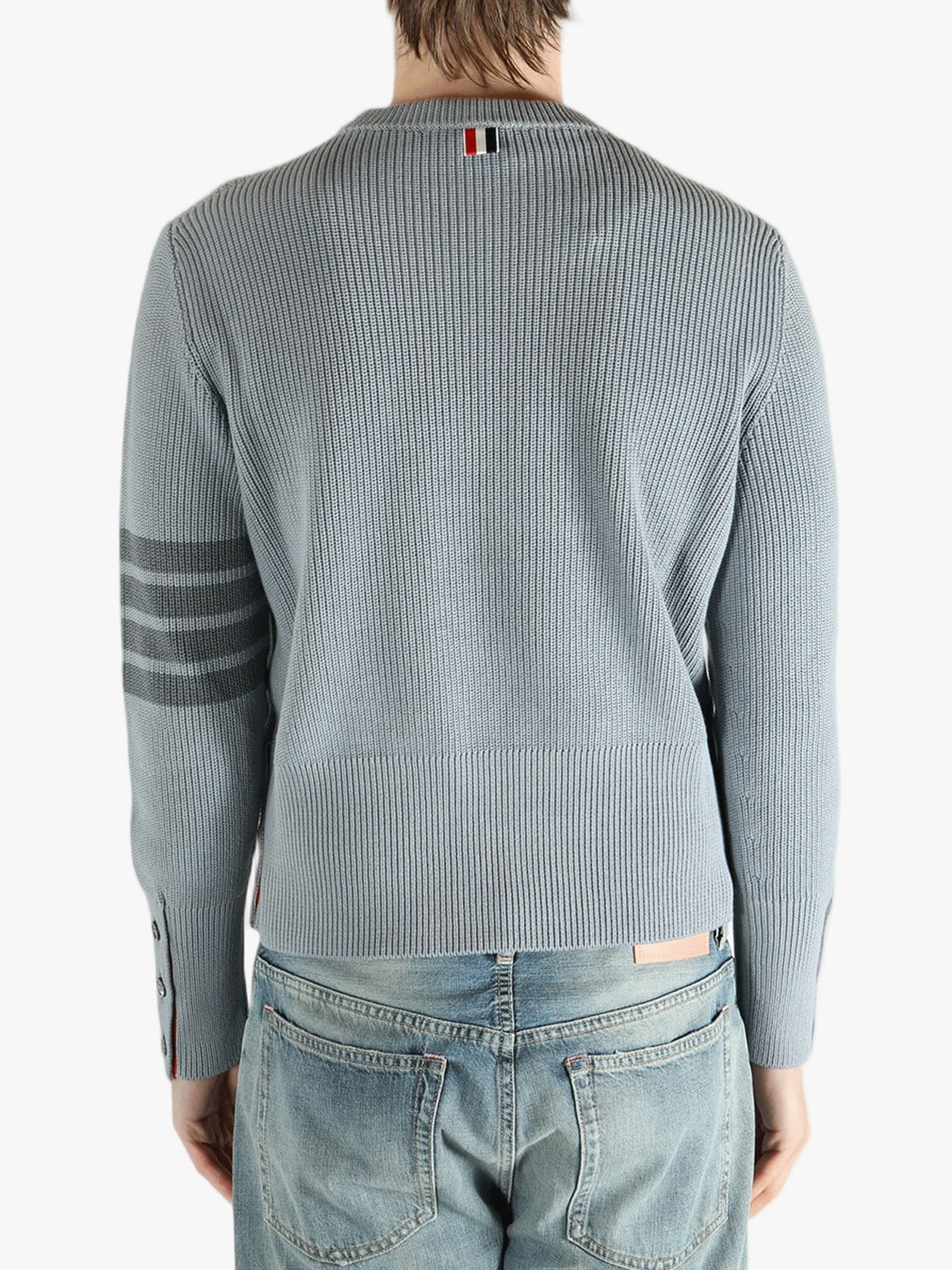 THOM BROWNE - Men Tonal 4 Bar Stripe Classic Crew Neck Pullover - Image 3