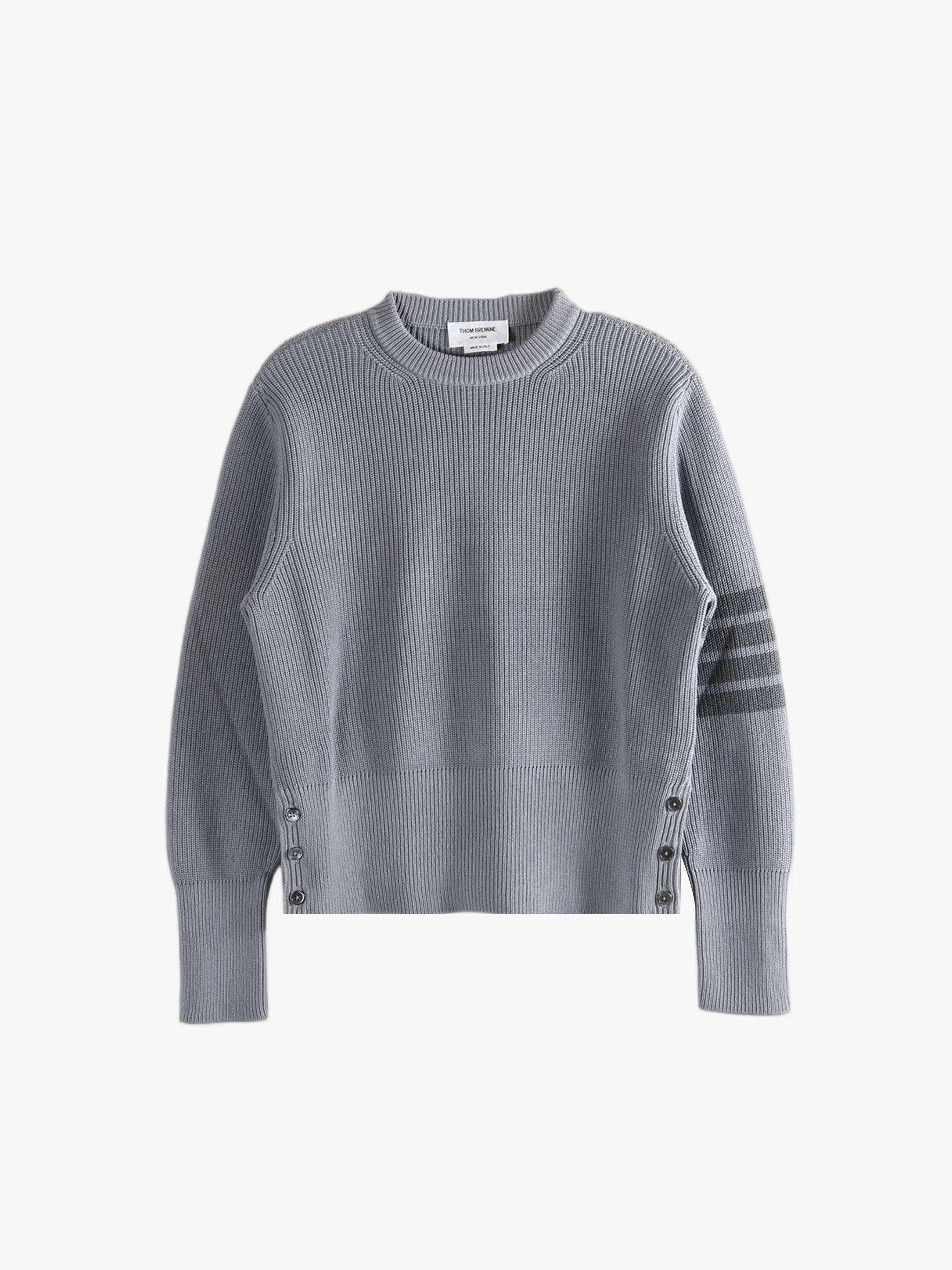 THOM BROWNE - Men Tonal 4 Bar Stripe Classic Crew Neck Pullover - Image 4