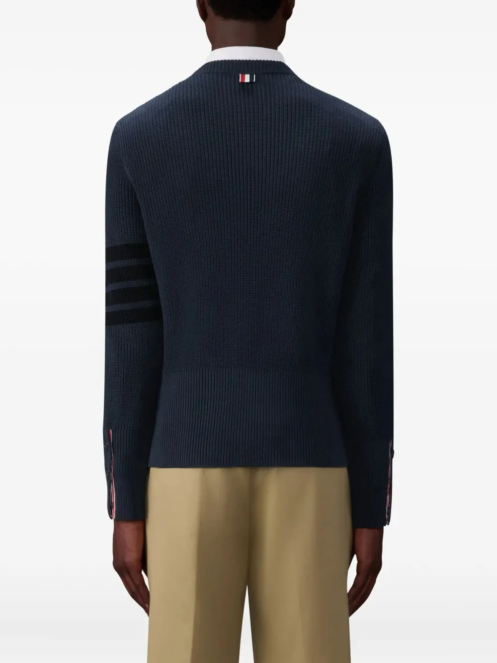 THOM BROWNE - Men Tonal 4 Bar Stripe Classic Crew Neck Pullover - Image 2
