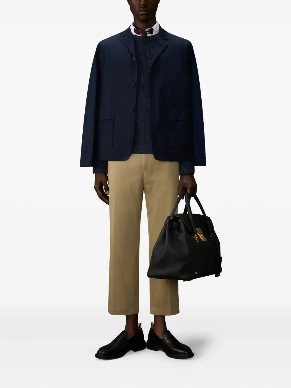 THOM BROWNE - Men Tonal 4 Bar Stripe Classic Crew Neck Pullover - Image 3