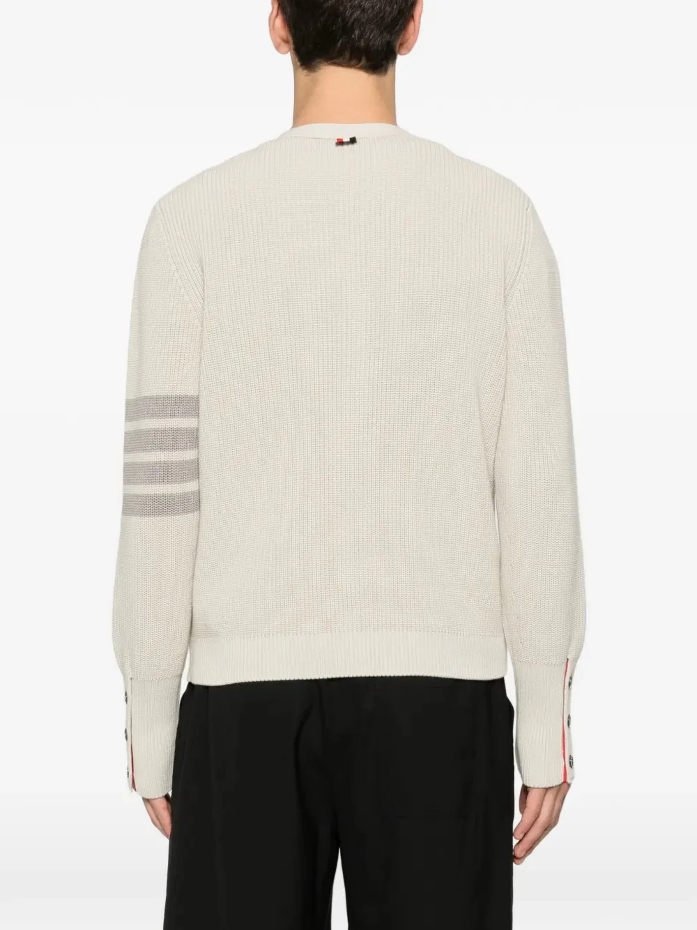 THOM BROWNE - Men Tonal 4 Bar Stripe V Neck Cardigan - Image 3