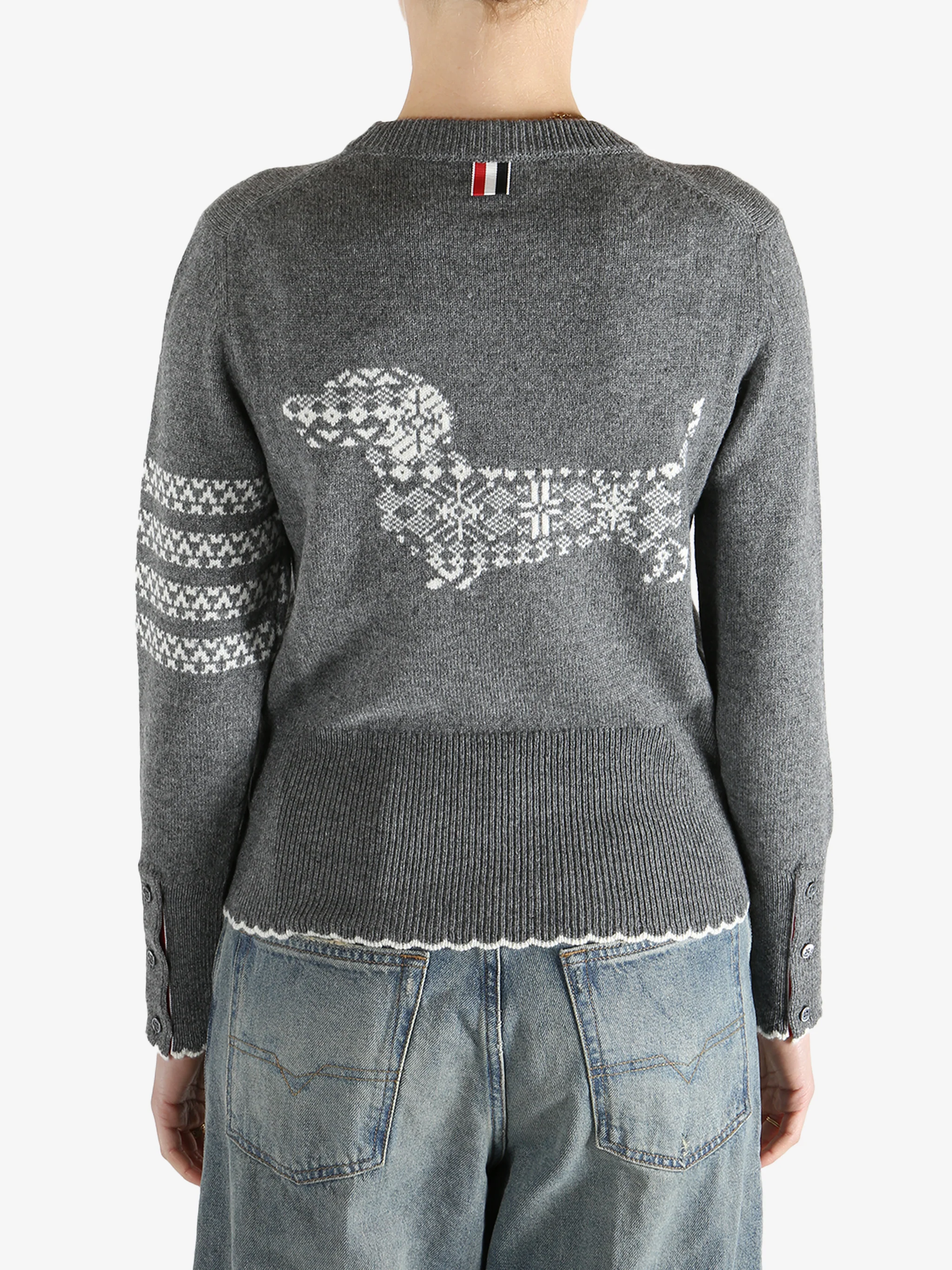 THOM BROWNE - Women 4 Bar Holiday Hector Jersey Intarsia Classic Fit Crew Neck Pullover - Image 3
