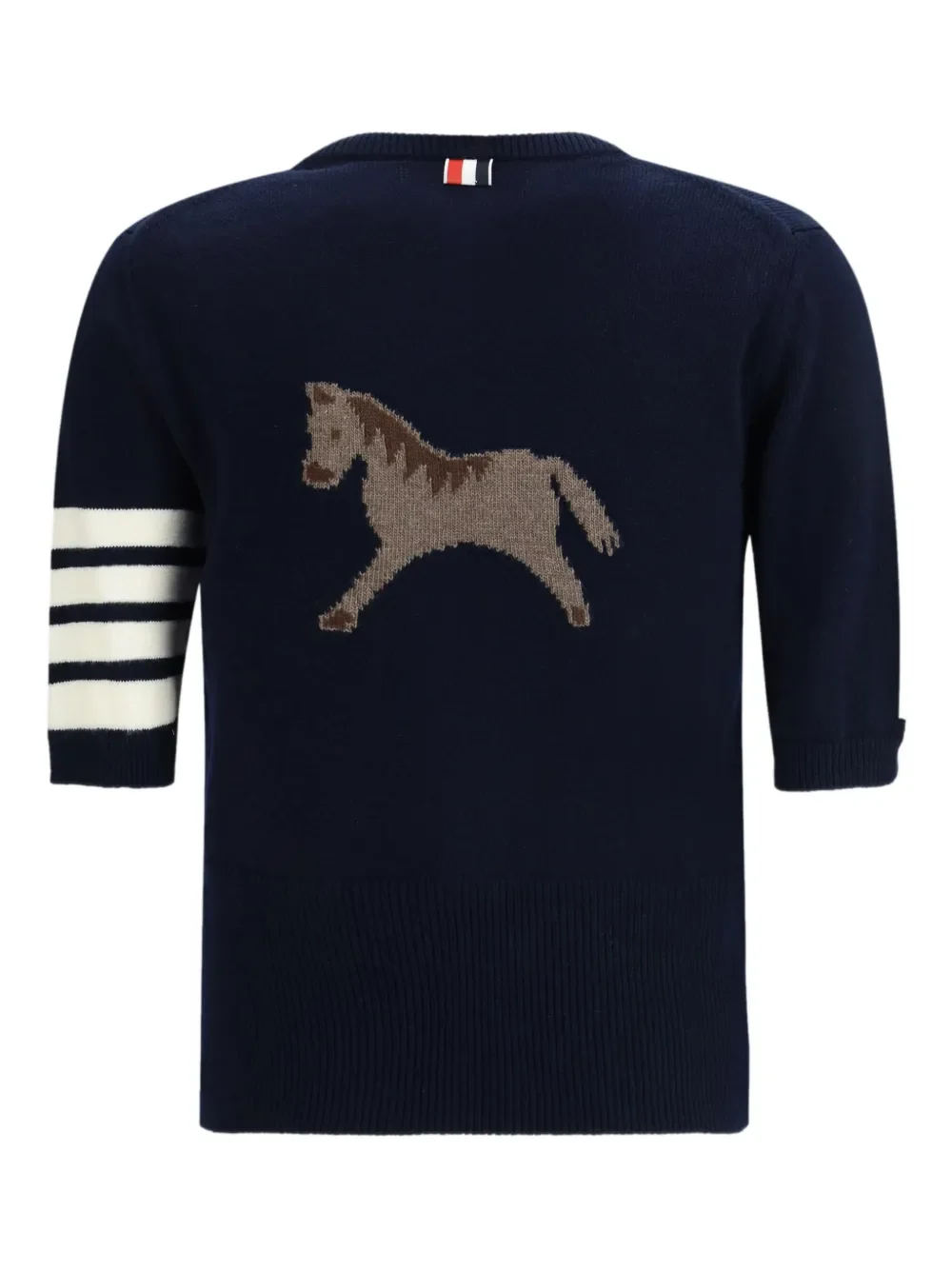 THOM BROWNE - Women 4 Bar Lny Jersey Intarsia Classic Fit SS Tee - Image 2