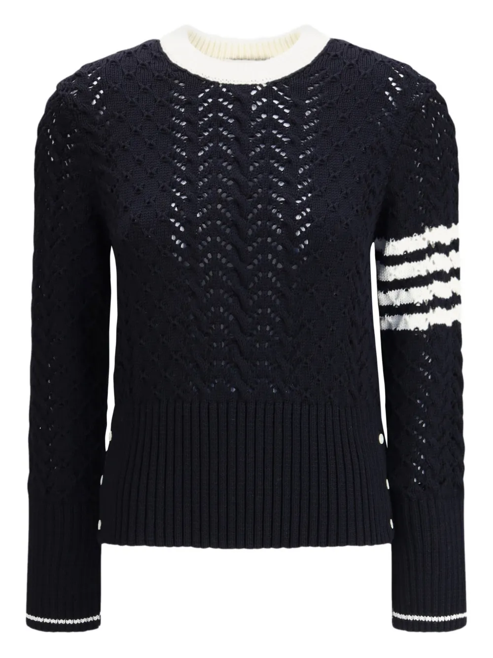 THOM BROWNE - Women Cable Pointelle Stitch Classic Pullover