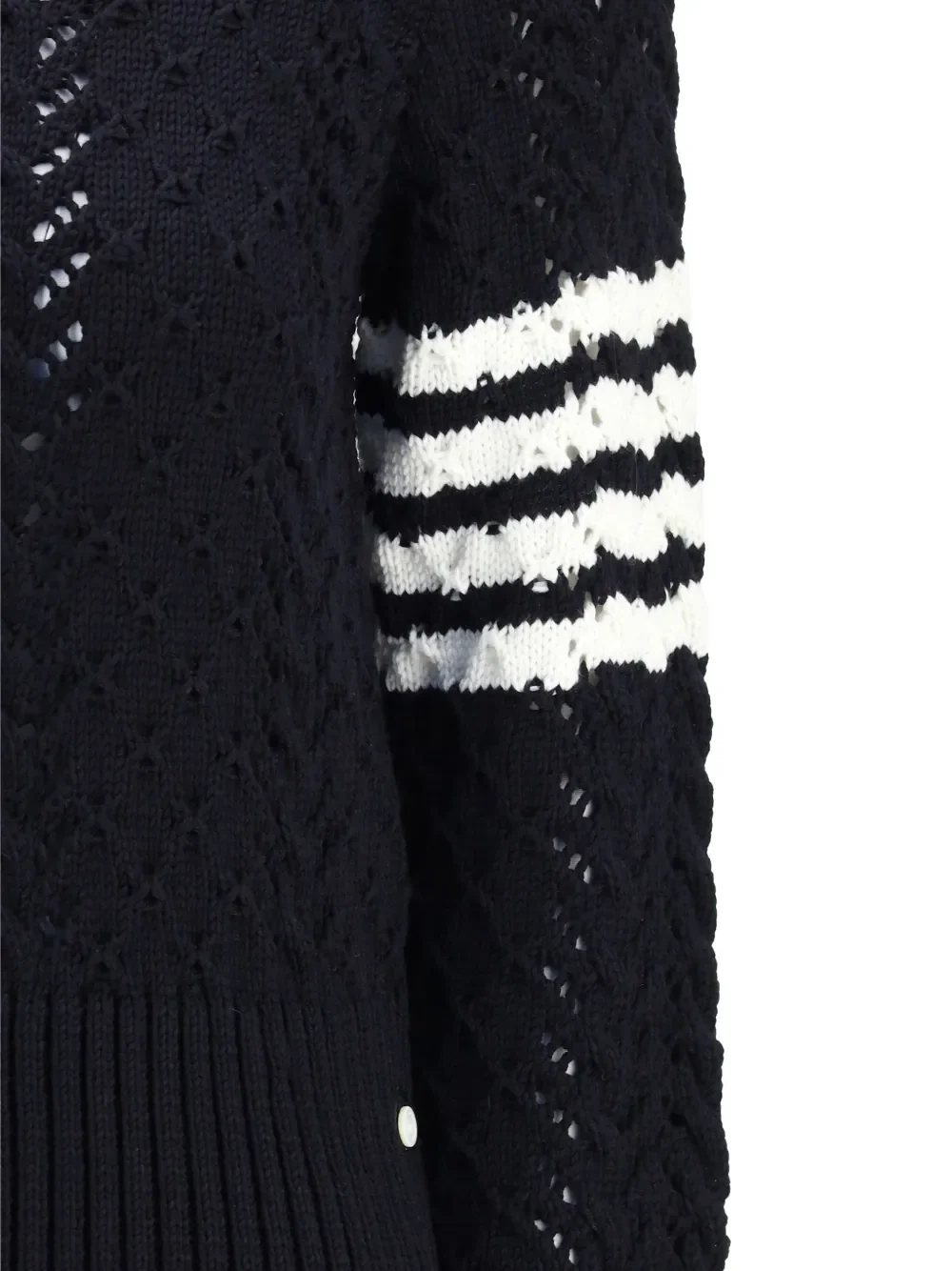 THOM BROWNE - Women Cable Pointelle Stitch Classic Pullover - Image 3
