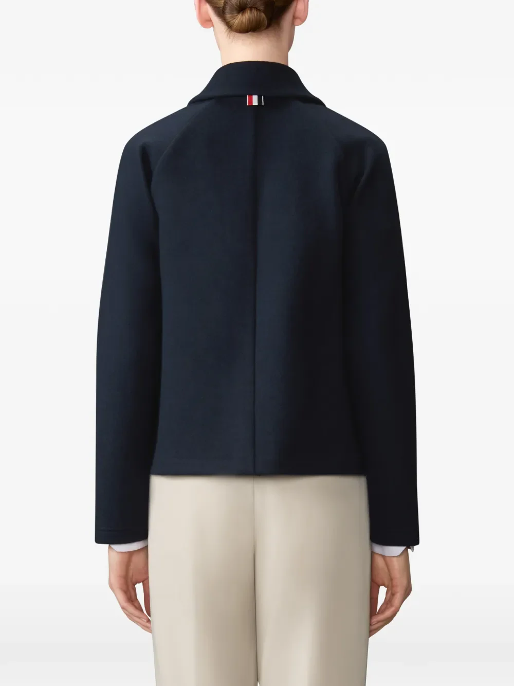 THOM BROWNE - Women Double Face Wool Raglan Polo Collar Jacket - Image 2