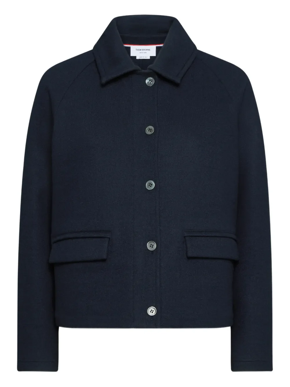 THOM BROWNE - Women Double Face Wool Raglan Polo Collar Jacket - Image 5