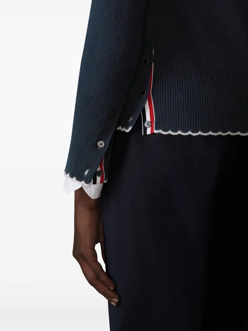 THOM BROWNE - Women Holiday Hector Jersey Intarsia Classic Fit V Neck Cardigan - Image 4
