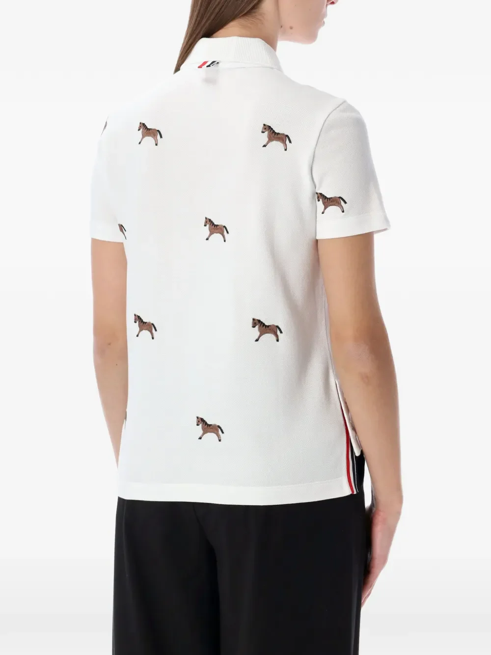 THOM BROWNE - Women Horse Half Drop Embroidery Short Sleeve Polo Shirt - Image 2