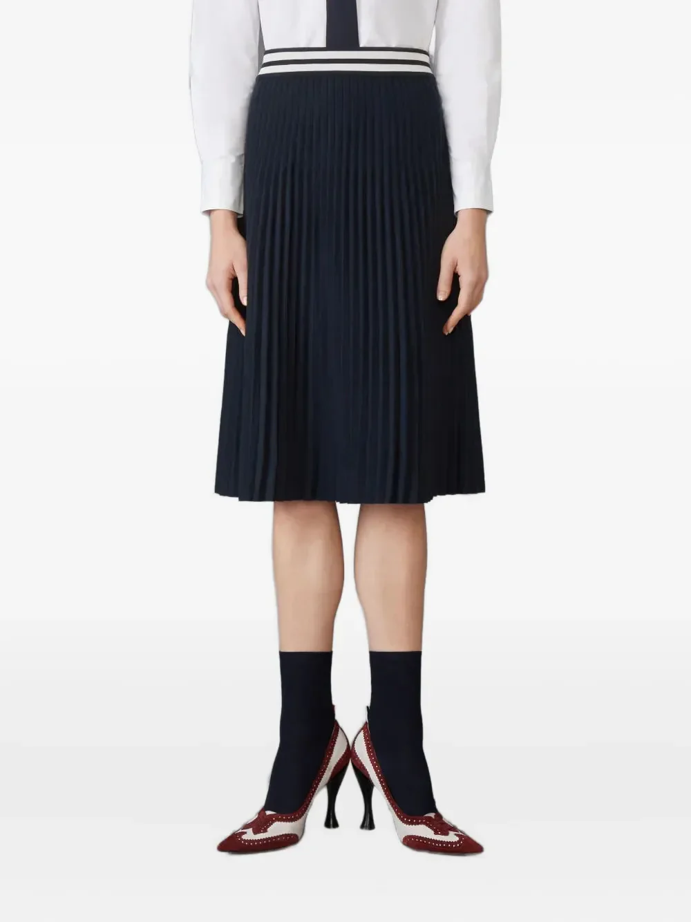 THOM BROWNE - Women Plisse Below The Knee Skirt
