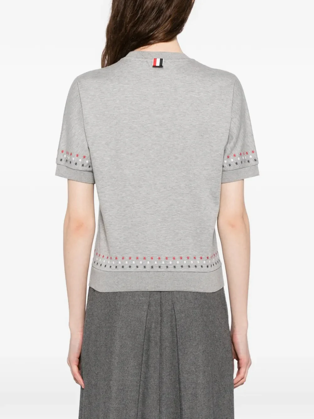 THOM BROWNE - Women Snowflake Embroidery Short Sleeve Dolman Tee - Image 3