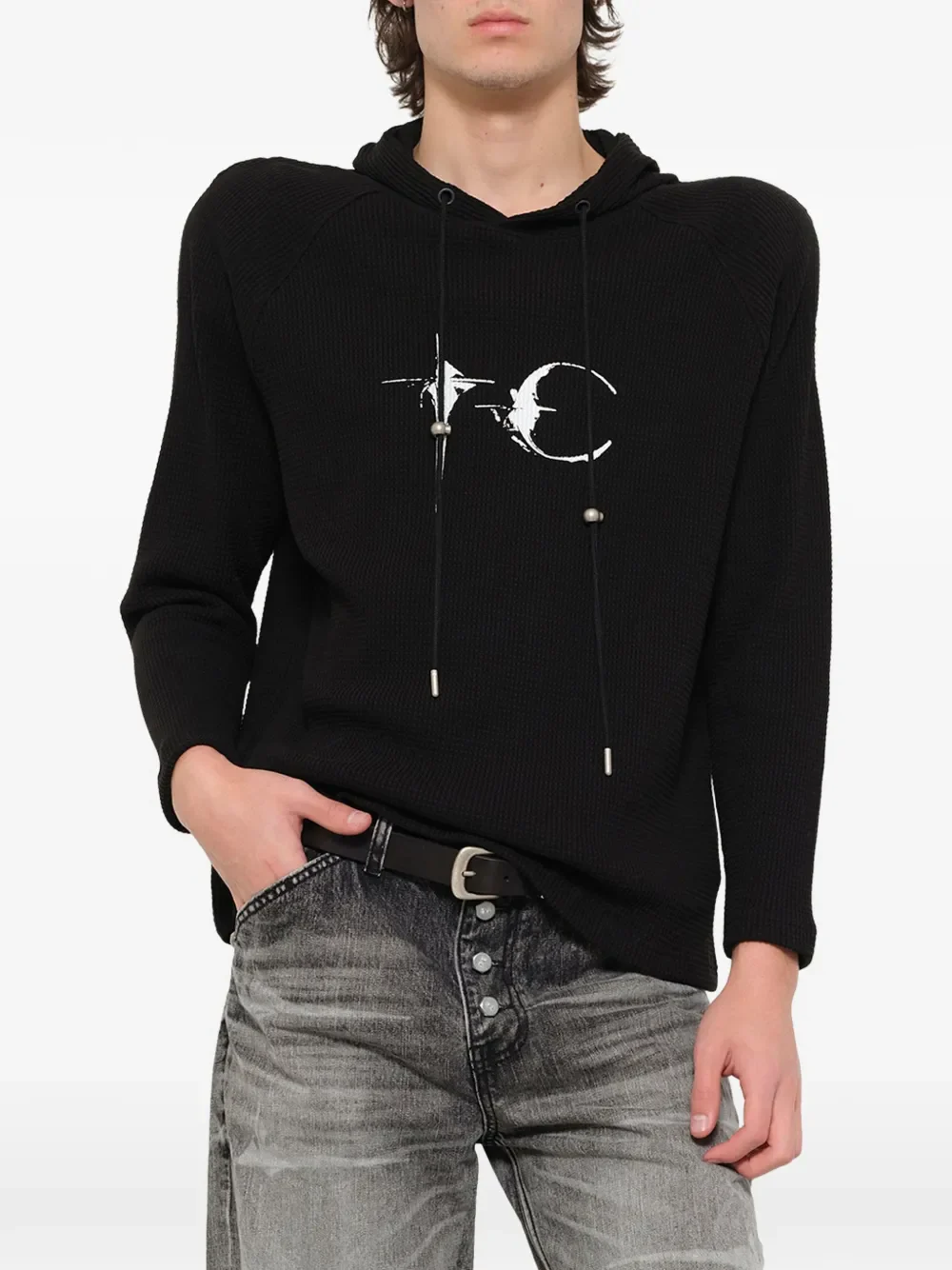 THUG CLUB - Men Bulk Shoulder Waffle Hoodie - Image 2