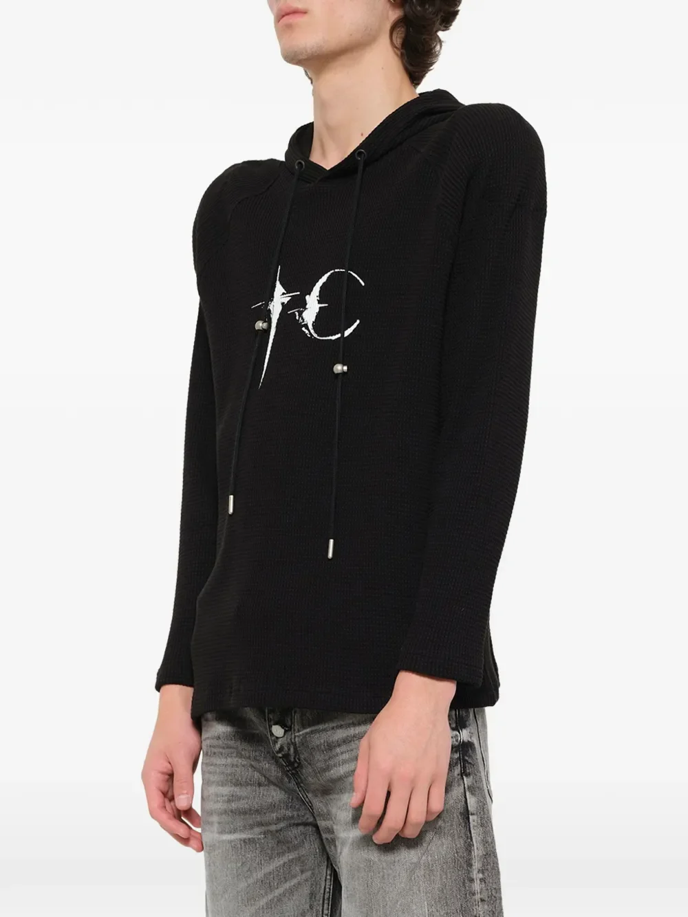 THUG CLUB - Men Bulk Shoulder Waffle Hoodie - Image 3