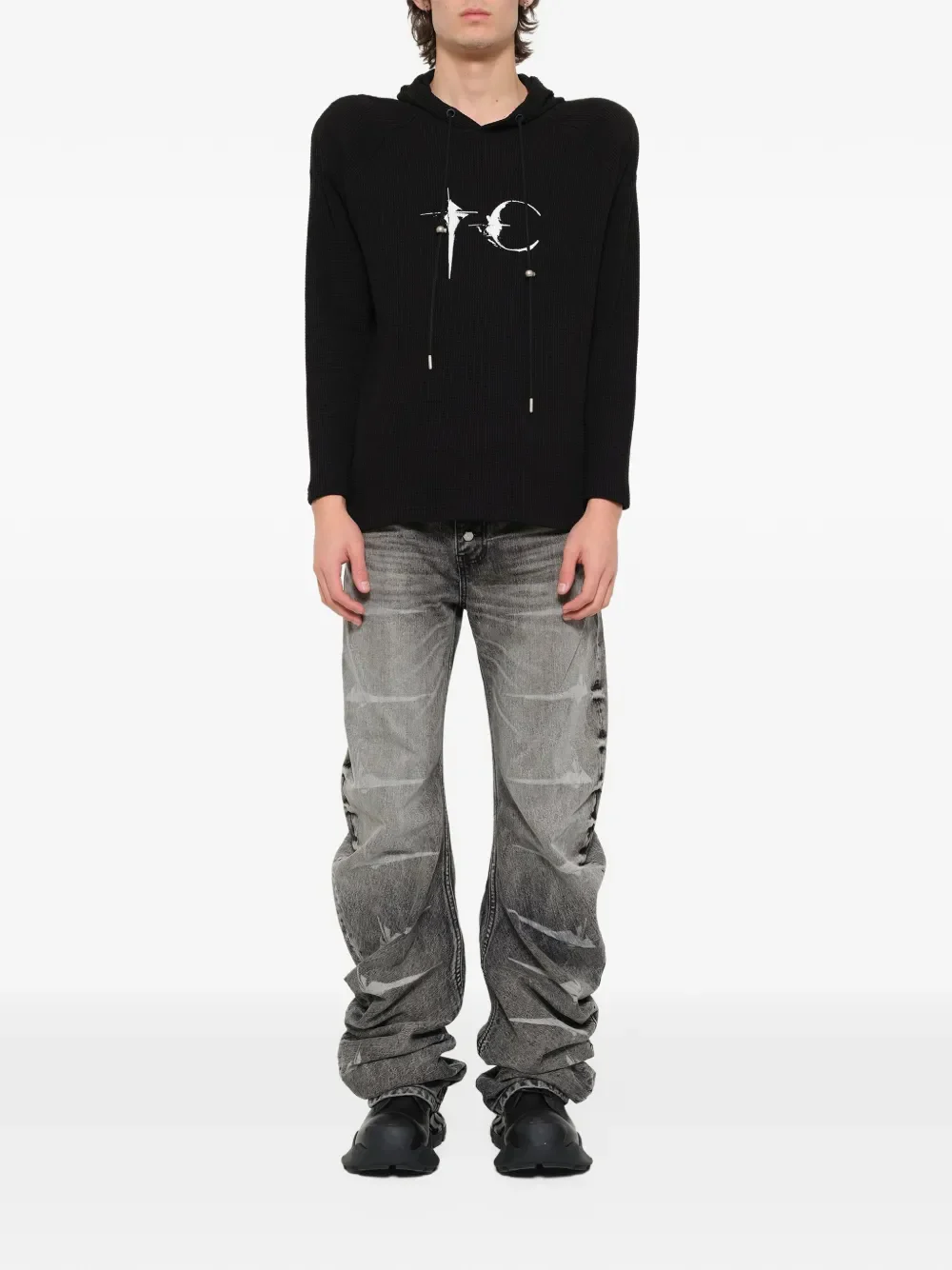 THUG CLUB - Men Bulk Shoulder Waffle Hoodie - Image 5