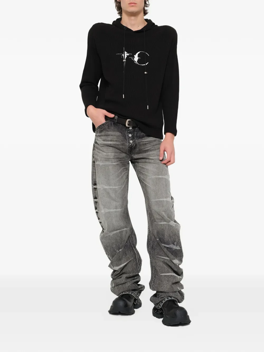 THUG CLUB - Men Bulk Shoulder Waffle Hoodie - Image 6