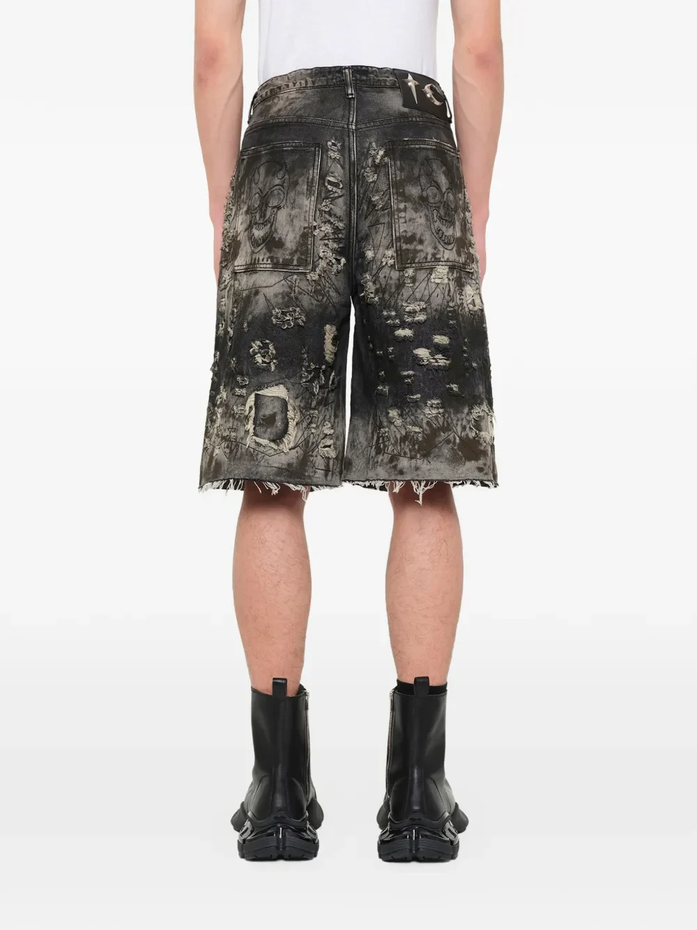 THUG CLUB - Men Hard Washed Destroyed Denim Shorts - Image 6