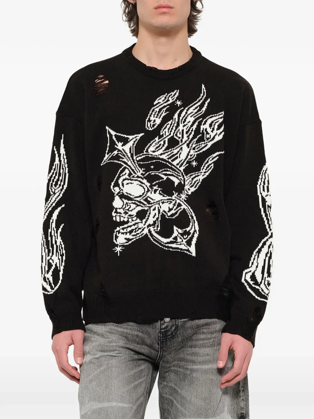 THUG CLUB - Men TC Chrome Skull Knit Sweater - Image 4