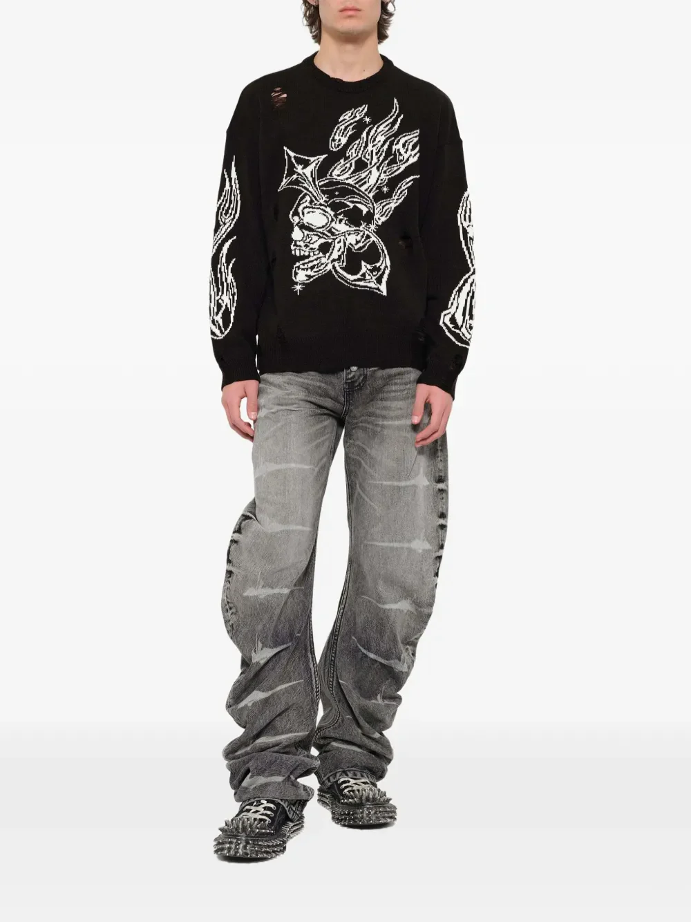 THUG CLUB - Men TC Chrome Skull Knit Sweater - Image 8