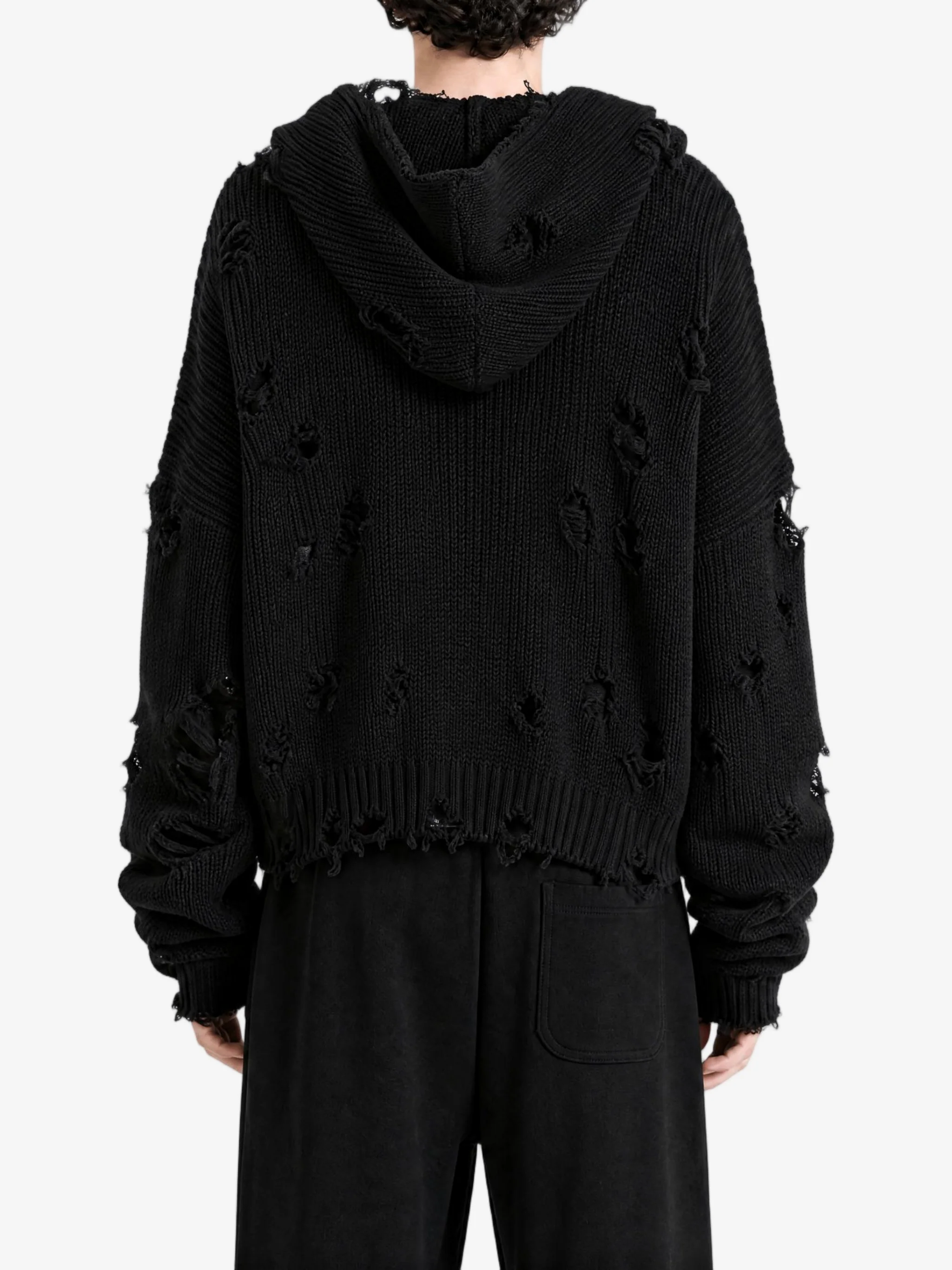 THUG CLUB - Men TC Destroyed Knit Zip-Up Hoodie - Image 3