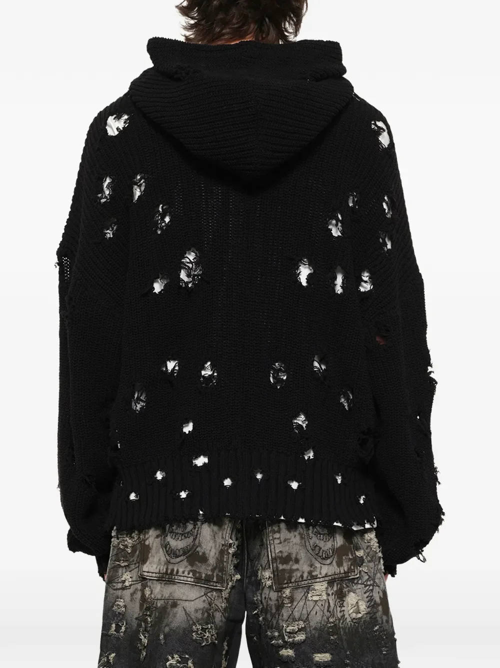 THUG CLUB - Men TC Destroyed Knit Zip-Up Hoodie - Image 7
