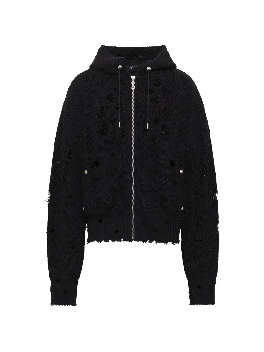 THUG CLUB - Men TC Destroyed Knit Zip-Up Hoodie - Image 9