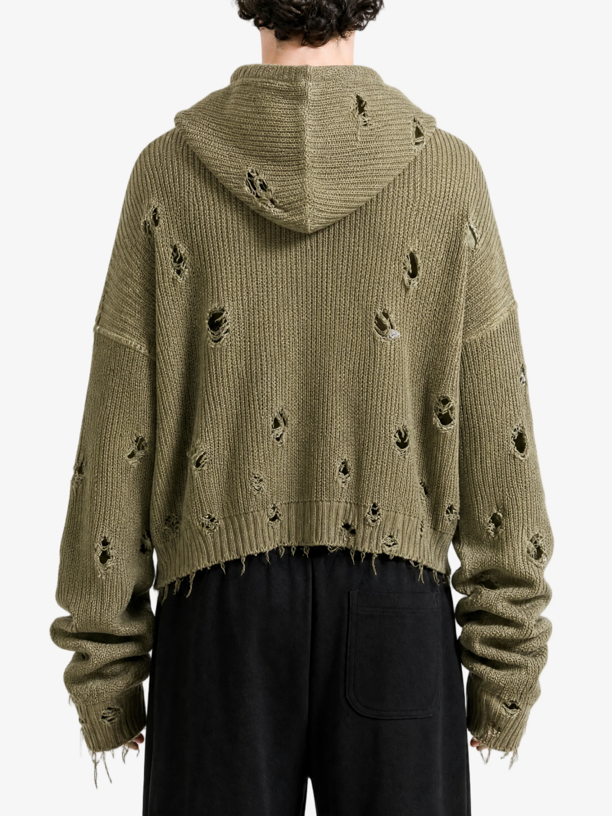 THUG CLUB - Men TC Destroyed Knit Zip-Up Hoodie - Image 3