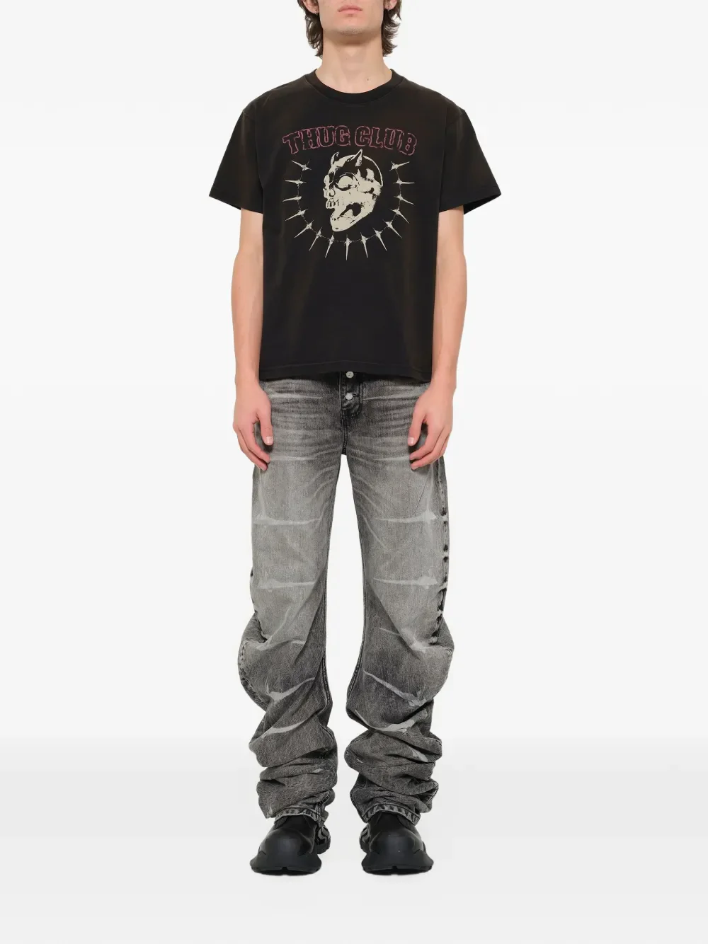 THUG CLUB - Men Vintage Riding Skull T-Shirt - Image 4