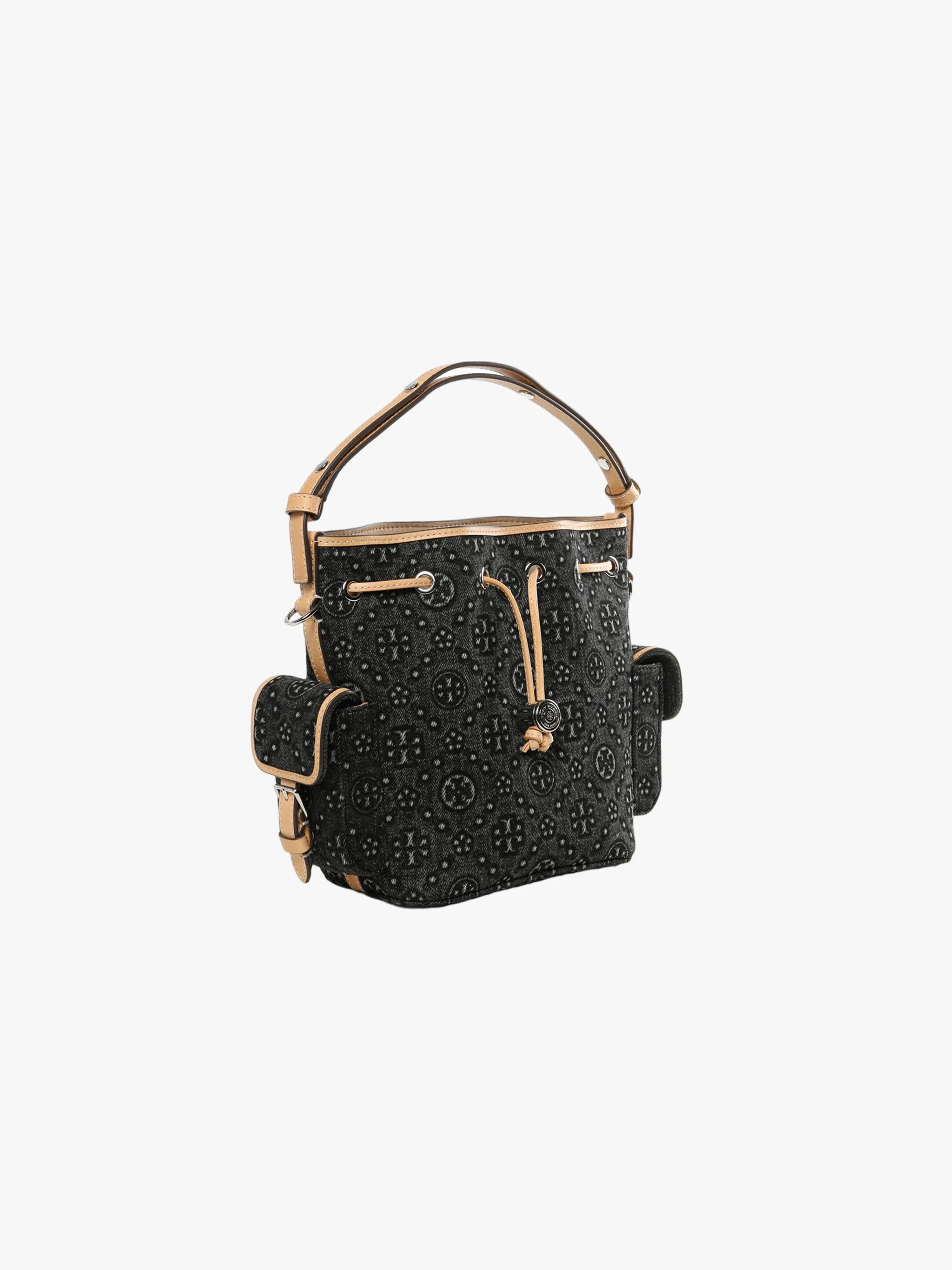 TORY BURCH - Women Pockets T Monogram Denim Bucket Bag - Image 2