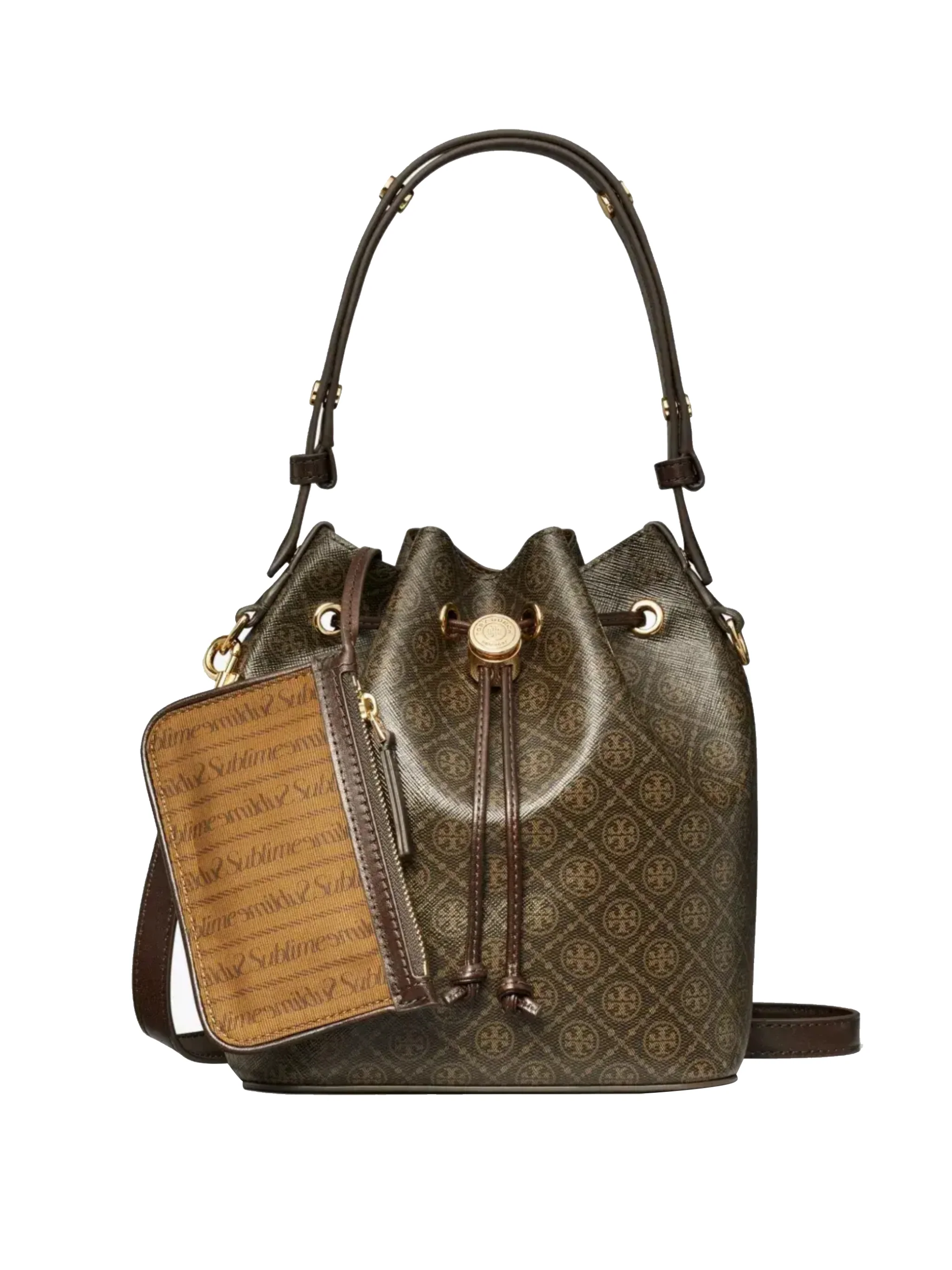 TORY BURCH - Women T Monogram Coated Canvas Bucket - Image 2