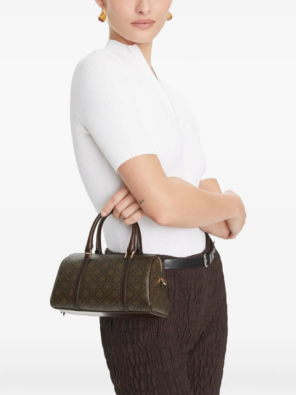 TORY BURCH - Women T Monogram Coated Canvas Mini Barrel Bag - Image 2