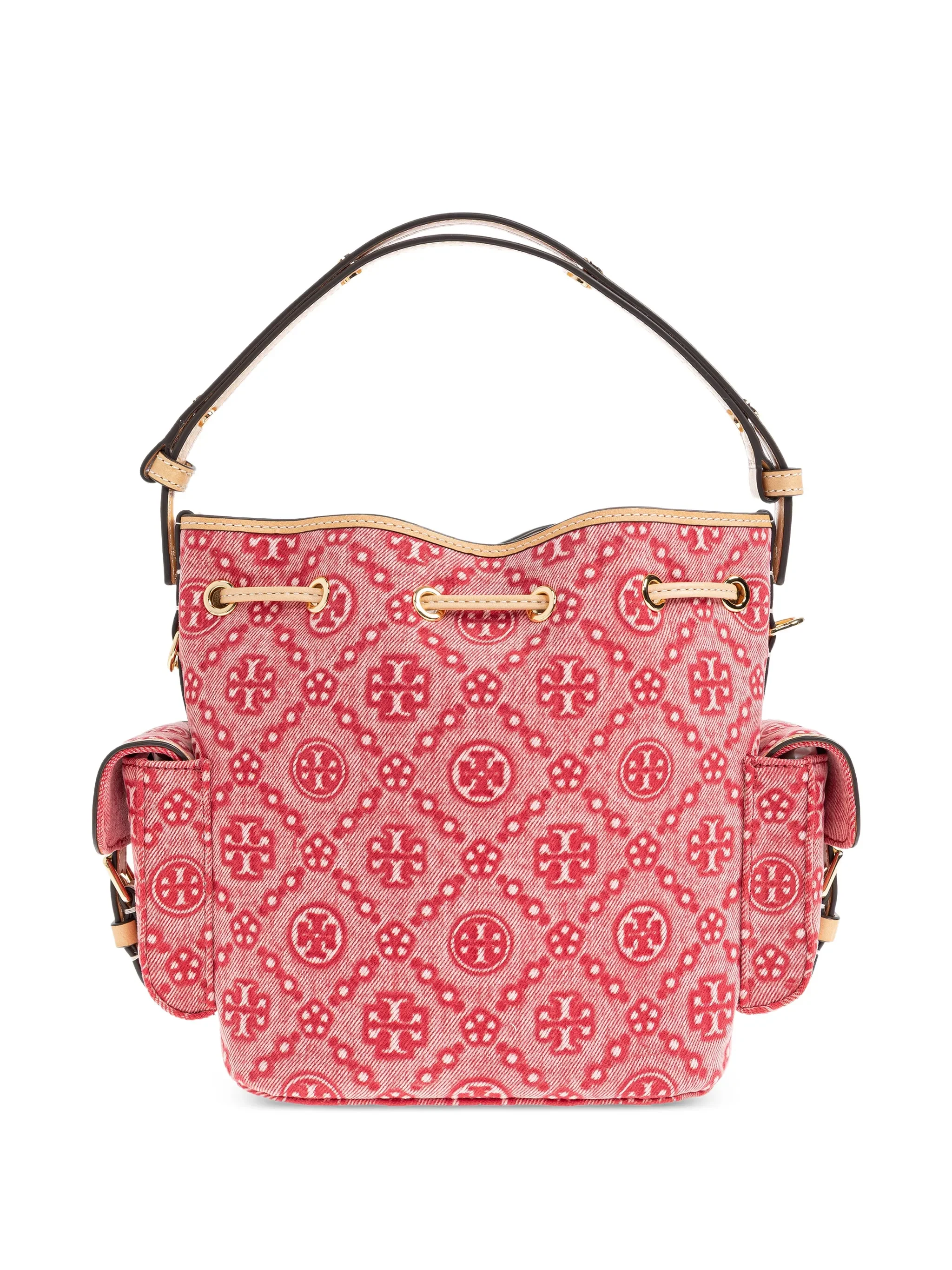 TORY BURCH - Women T Monogram Denim Bucket Bag with Pockets - Image 4