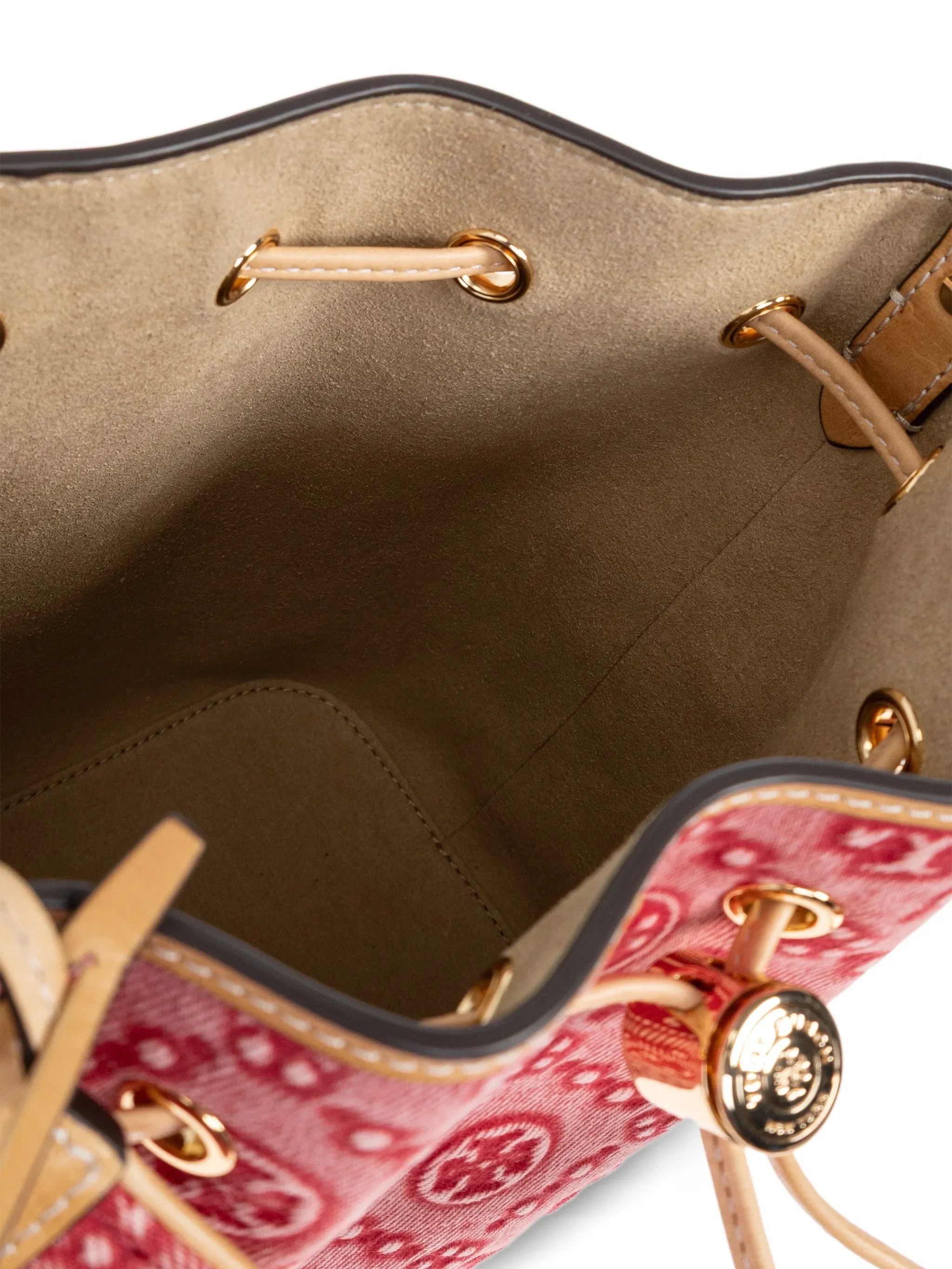 TORY BURCH - Women T Monogram Denim Bucket Bag with Pockets - Image 6